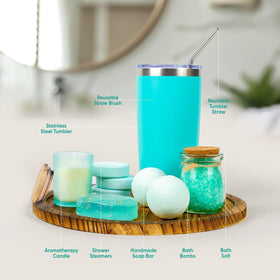 Mia Le aromatherapy candle in spa basket adds soothing ambiance