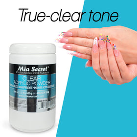 Mia Secret Clear Acrylic Powder pour action demonstrates self-leveling performance