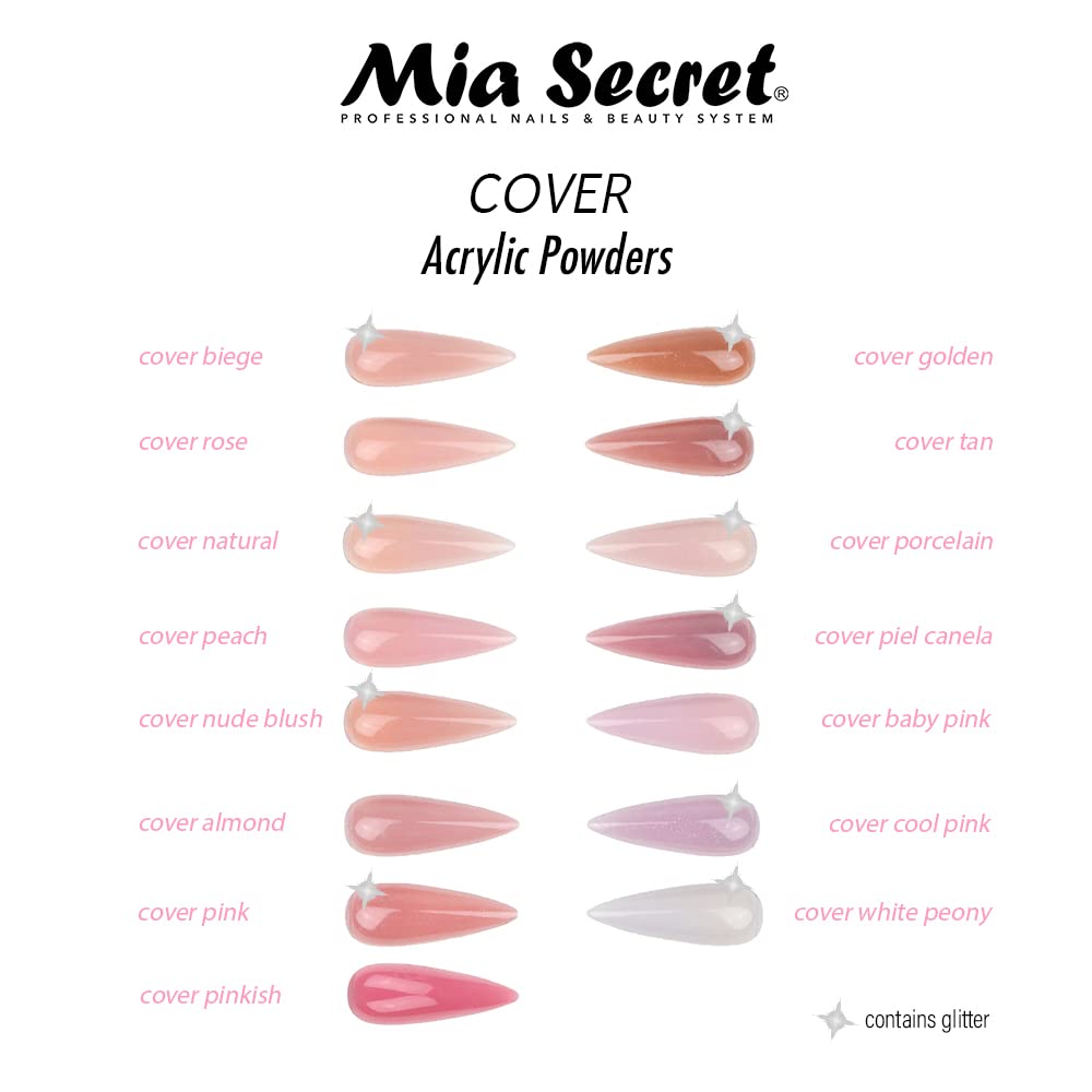 Mia Secret Cover Pinkish acrylic powder flows evenly for easy self-leveling application