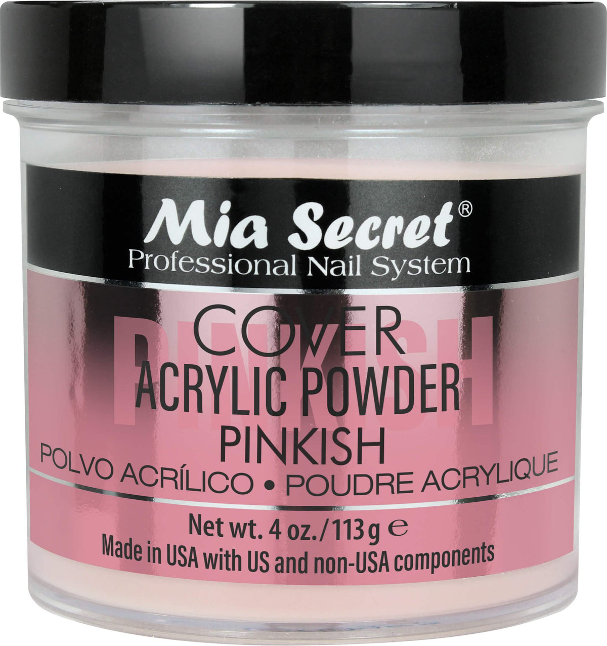 Mia Secret Cover Pinkish acrylic powder jar for smooth, long-lasting nail enhancements