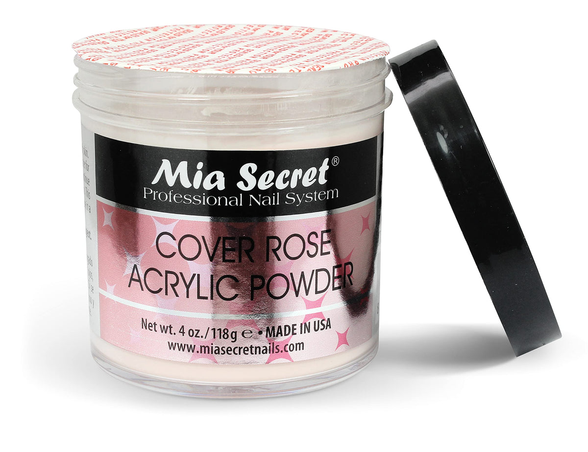 Mia Secret Cover Rose Acrylic Powder 4oz mixed nail set showcase with rosy coverage