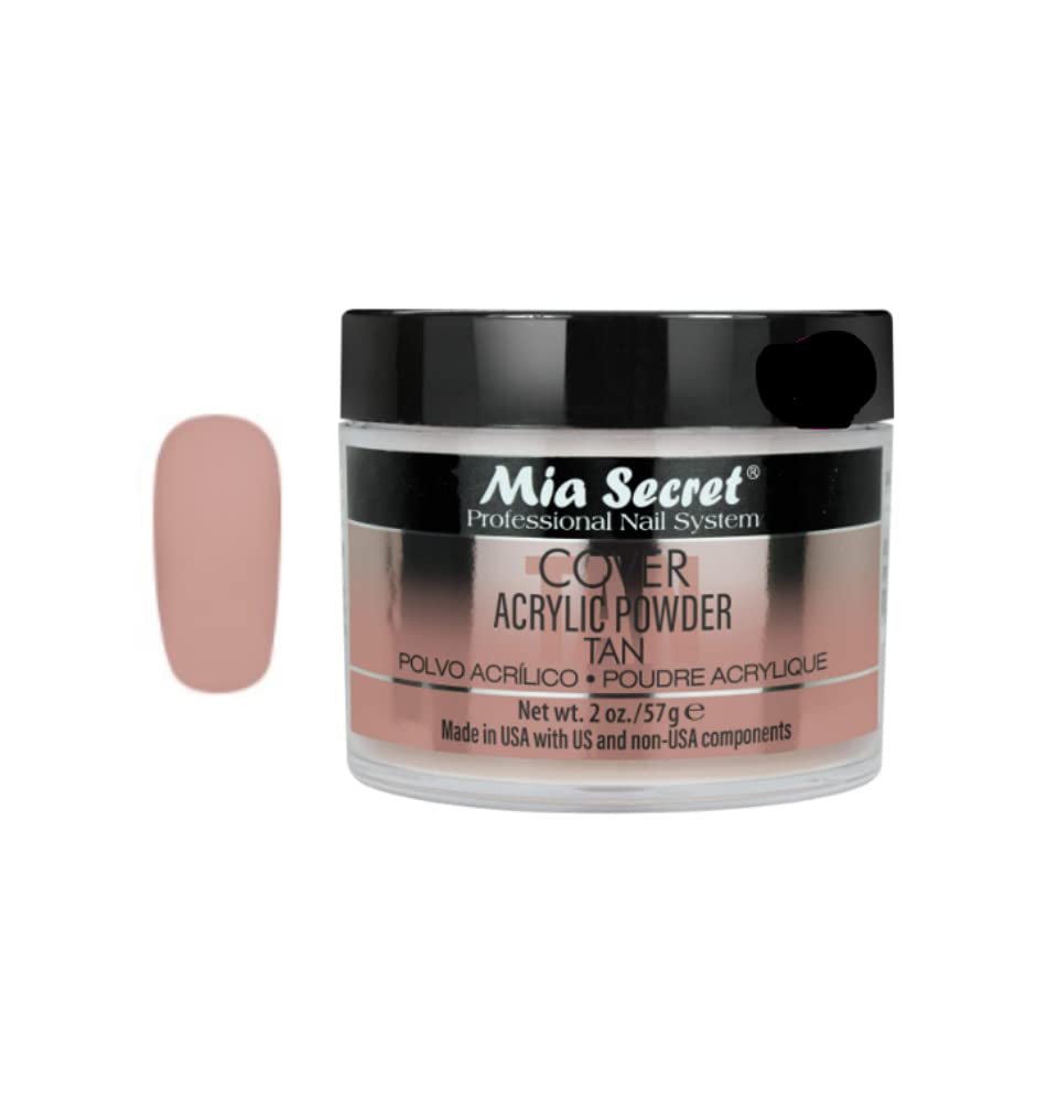 Mia Secret Cover Tan acrylic powder 2oz jar for smooth encapsulation.