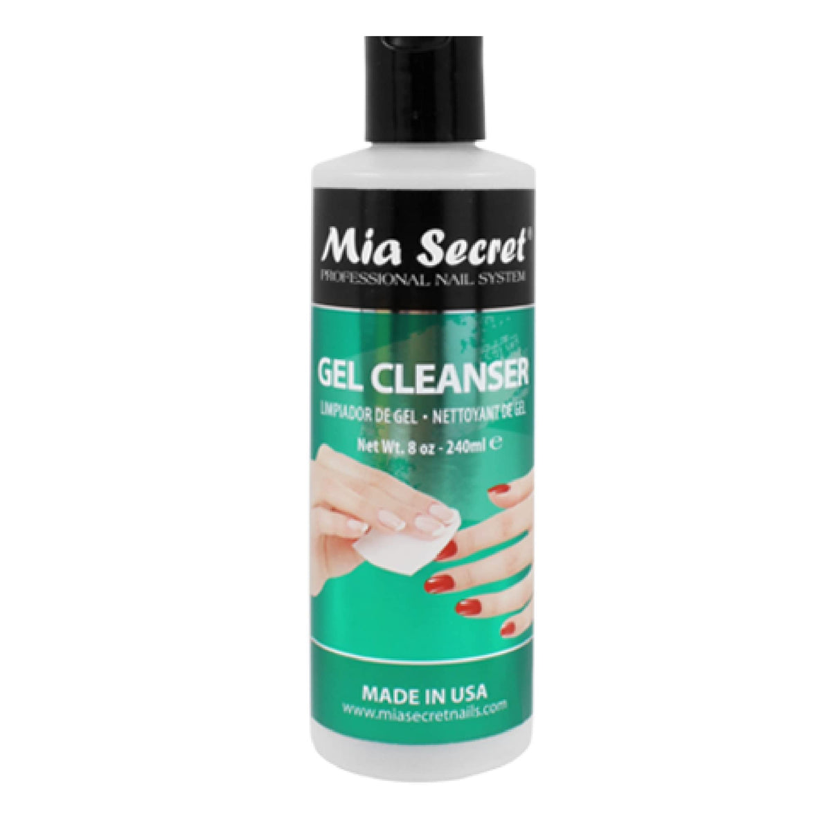 Mia Secret Gel Cleanser bottle 8oz ready for salon use, removes gel residue.