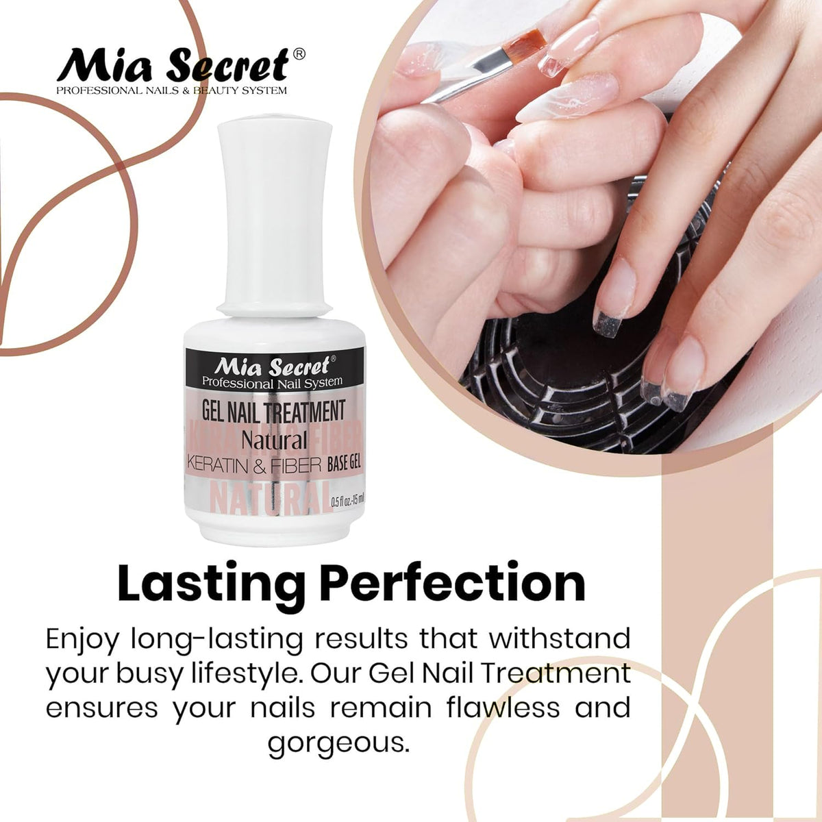 Application brush with Mia Secret Keratin Base & Top Gel for smooth base layer