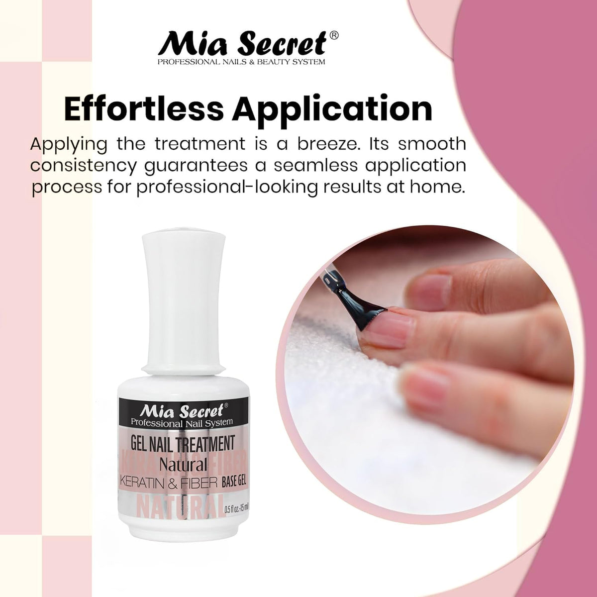 Salon-quality gloss from Mia Secret Keratin Base & Top Gel finish on nails