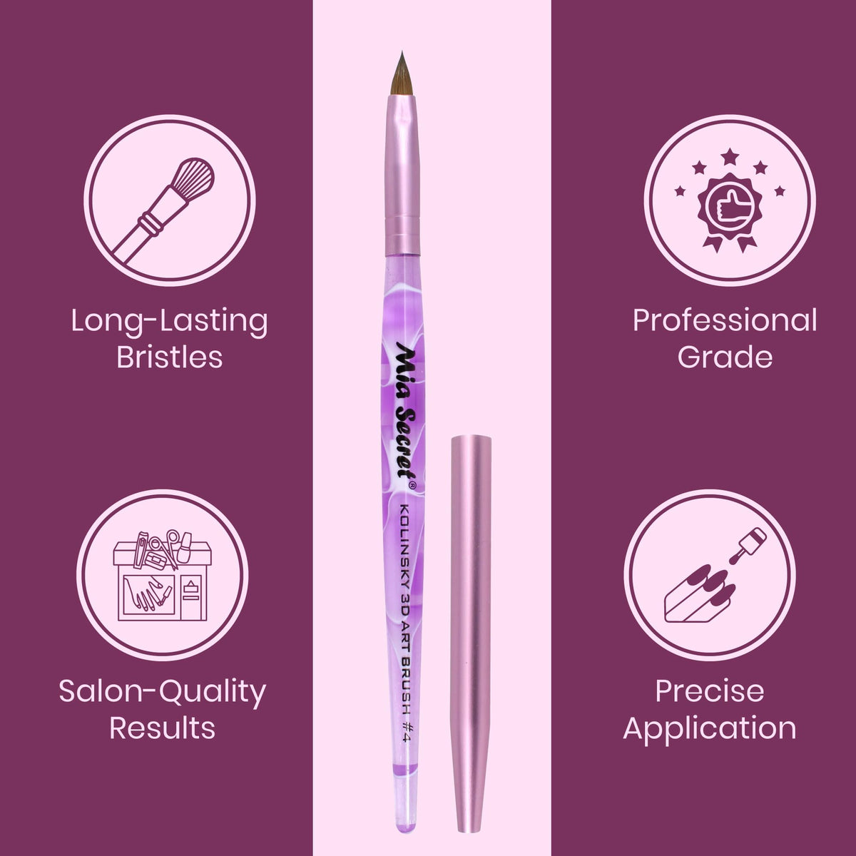 Mia Secret Kolinsky Art Brush Purple durable materials designed for long-lasting performance