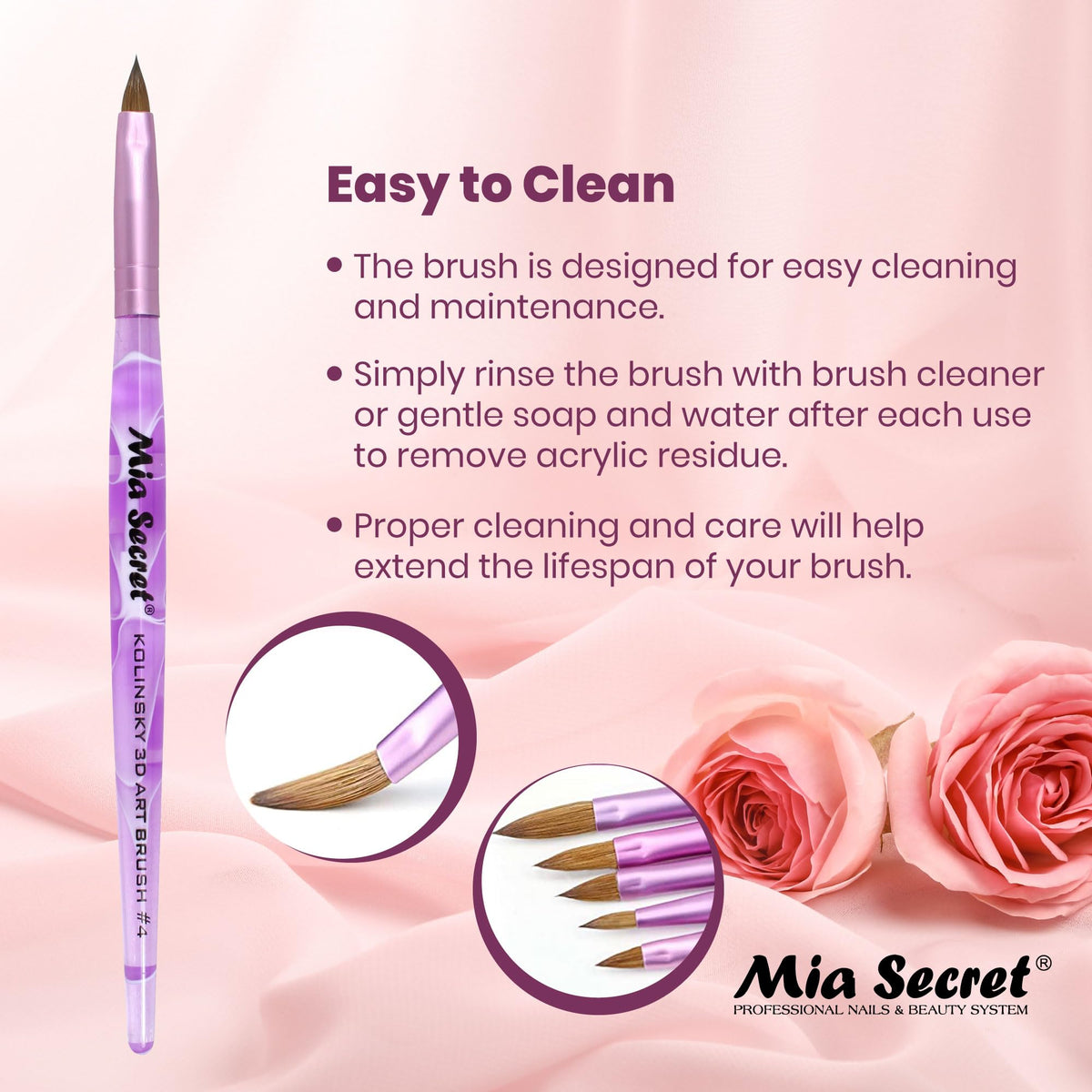 Mia Secret Kolinsky Art Brush Purple suitable for professional use in salons