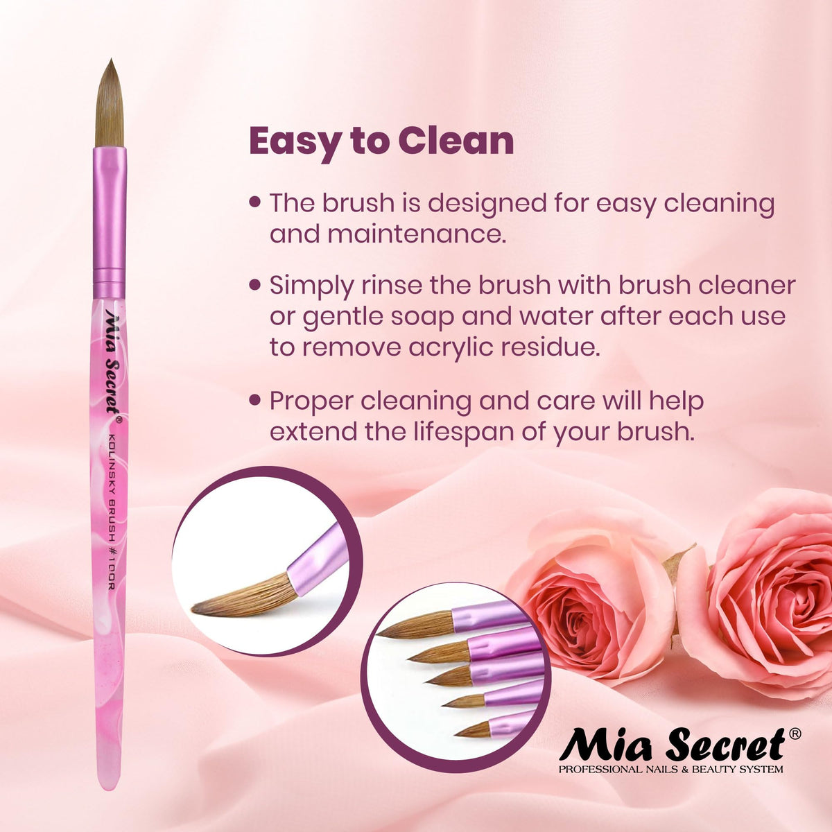 Mia Secret Kolinsky Nail Brush #10 lasting performance in salon use.