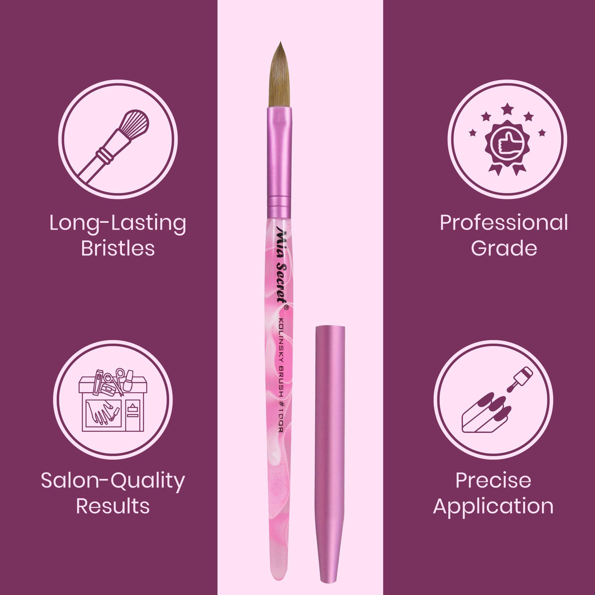 Mia Secret Kolinsky Nail Brush #10 demonstrates even application and smooth blending.