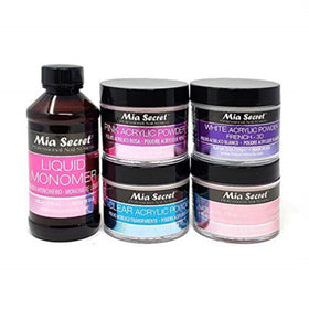 Mia Secret liquid monomer bottle enabling flexible adhesion for acrylic nails.