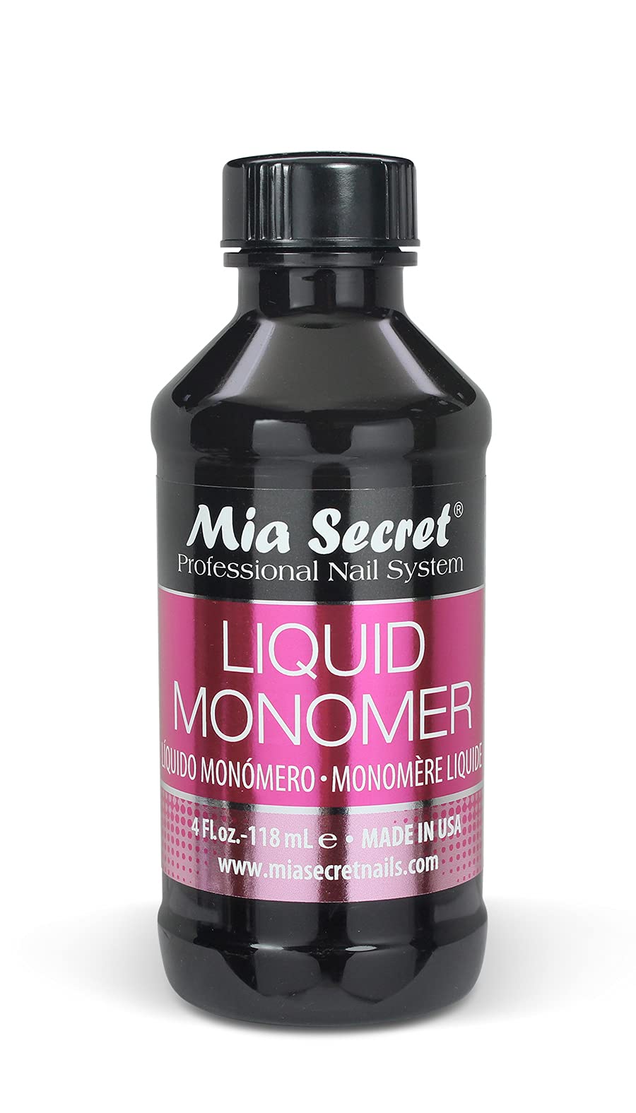 Mia Secret liquid monomer with leak-proof cap ensures secure sealing and reduced evaporation.