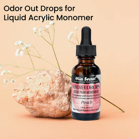 Mia Secret Monomer Drops Peach cap and label in focus