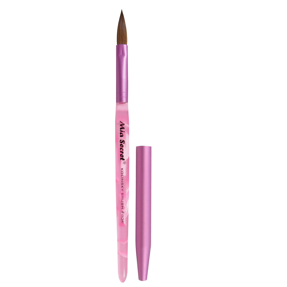 Mia Secret oval Kolinsky nail brush size 8 for precise acrylic bead control.