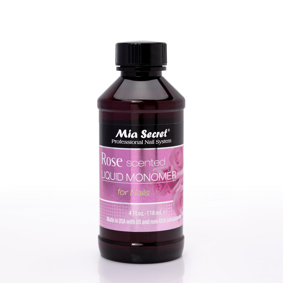Mia Secret Rose Scented Liquid Monomer 4 oz bottle for smooth, fragrant nail applications.