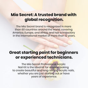 Mia Secret three-colored acrylic powder set for versatile nail art designs.