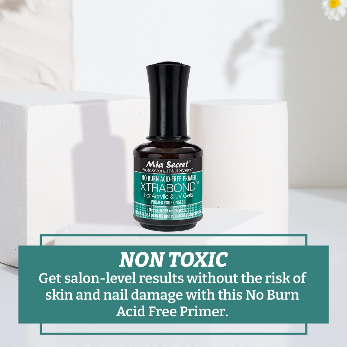 Mia Secret XTRABOND sensitive-nails close-up, reduces irritation during prep.