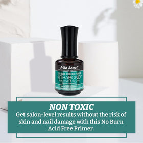 Mia Secret XTRABOND primer label communicates professional-grade adhesion for salons.