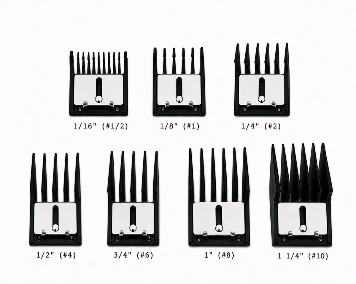 Miaco spring-loaded back clip demonstrating secure fit on full-size clippers