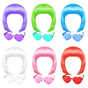 MIAHART neon short bob wig 6-pack for vibrant party looks