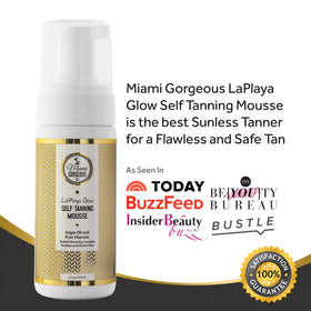 Miami Gorgeous LaPlaya Glow guarantee badge signals 100% satisfaction promise.