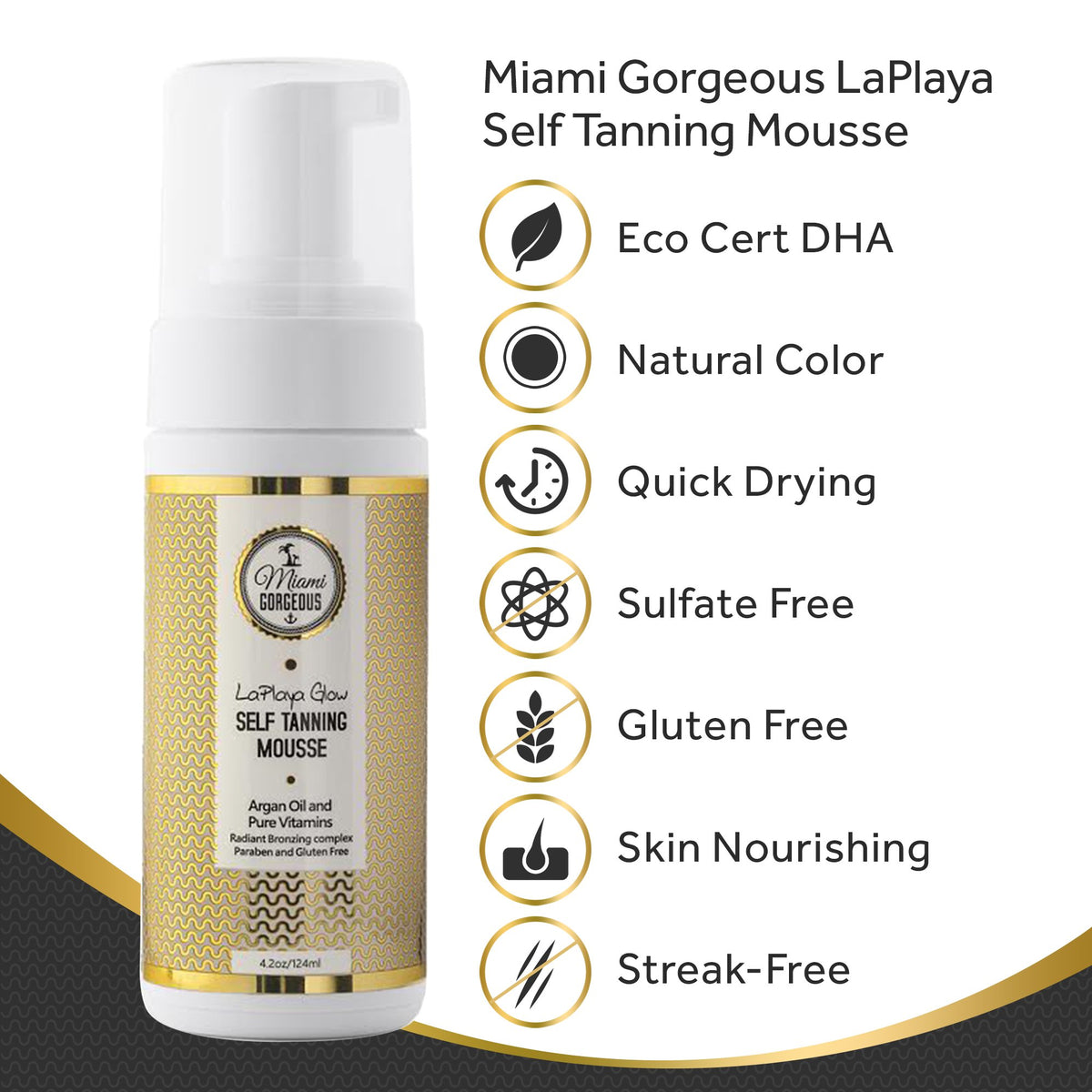 LaPlaya Glow ingredients label highlights argan and coconut oils for nourished skin.