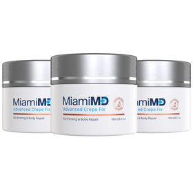 MiamiMD Advanced Crepe Fix bottle close-up highlighting firming and hydration.