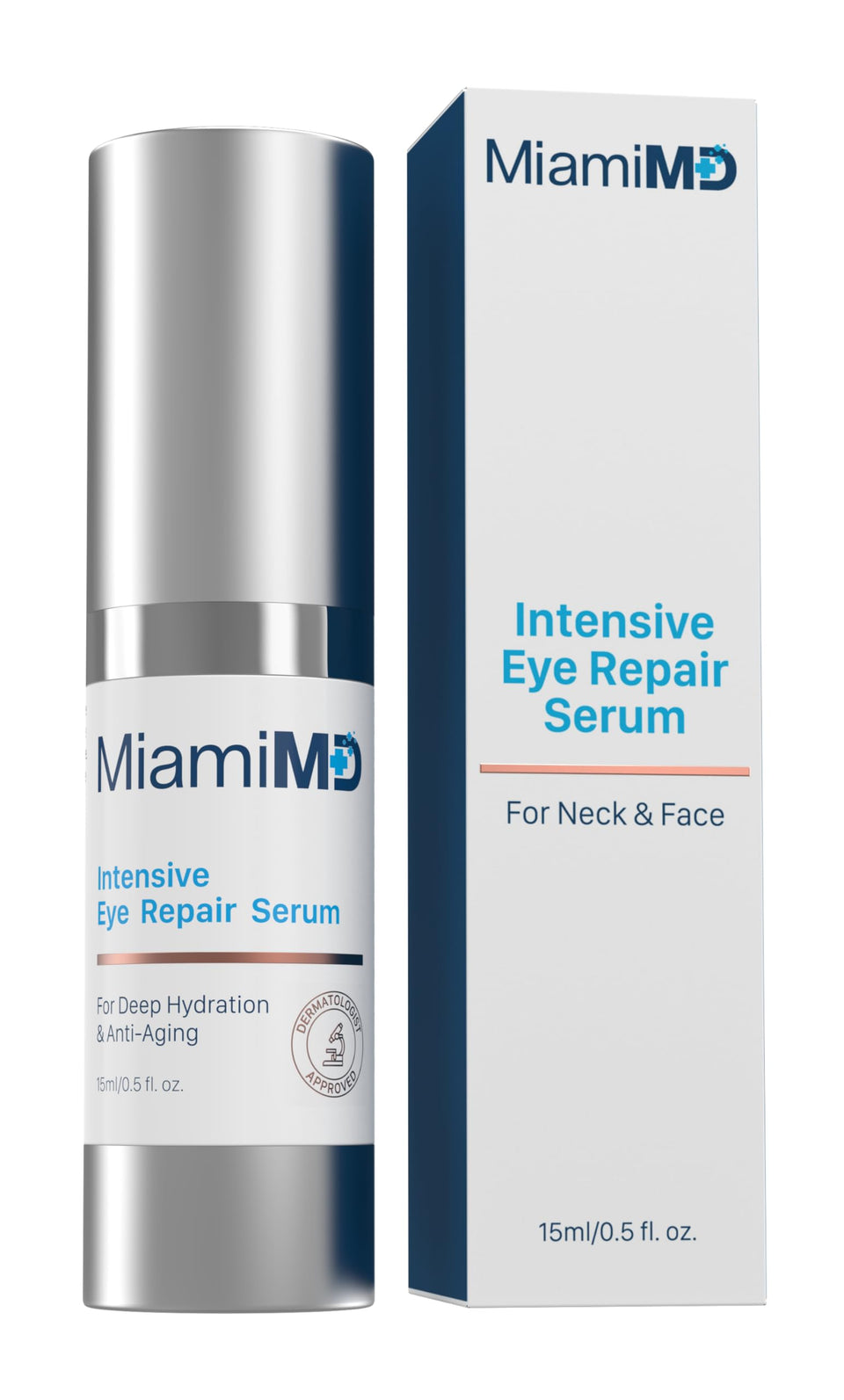 MiamiMD Eye Serum bottle with 15ml size for daily under-eye care