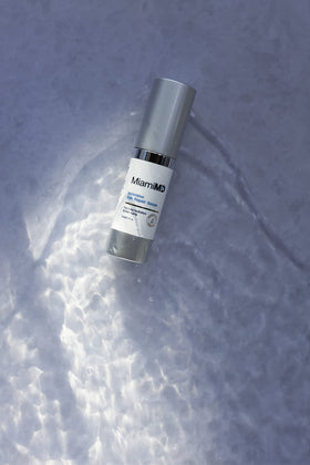 Packaging box with MiamiMD label emphasizing fragrance-free and paraben-free virtues