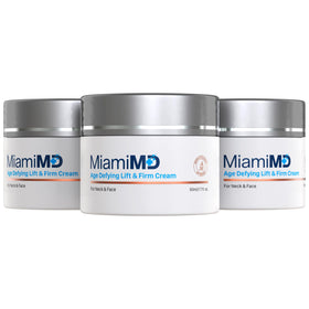 MiamiMD Age-Defying cream bottle closeup highlights firmer skin.