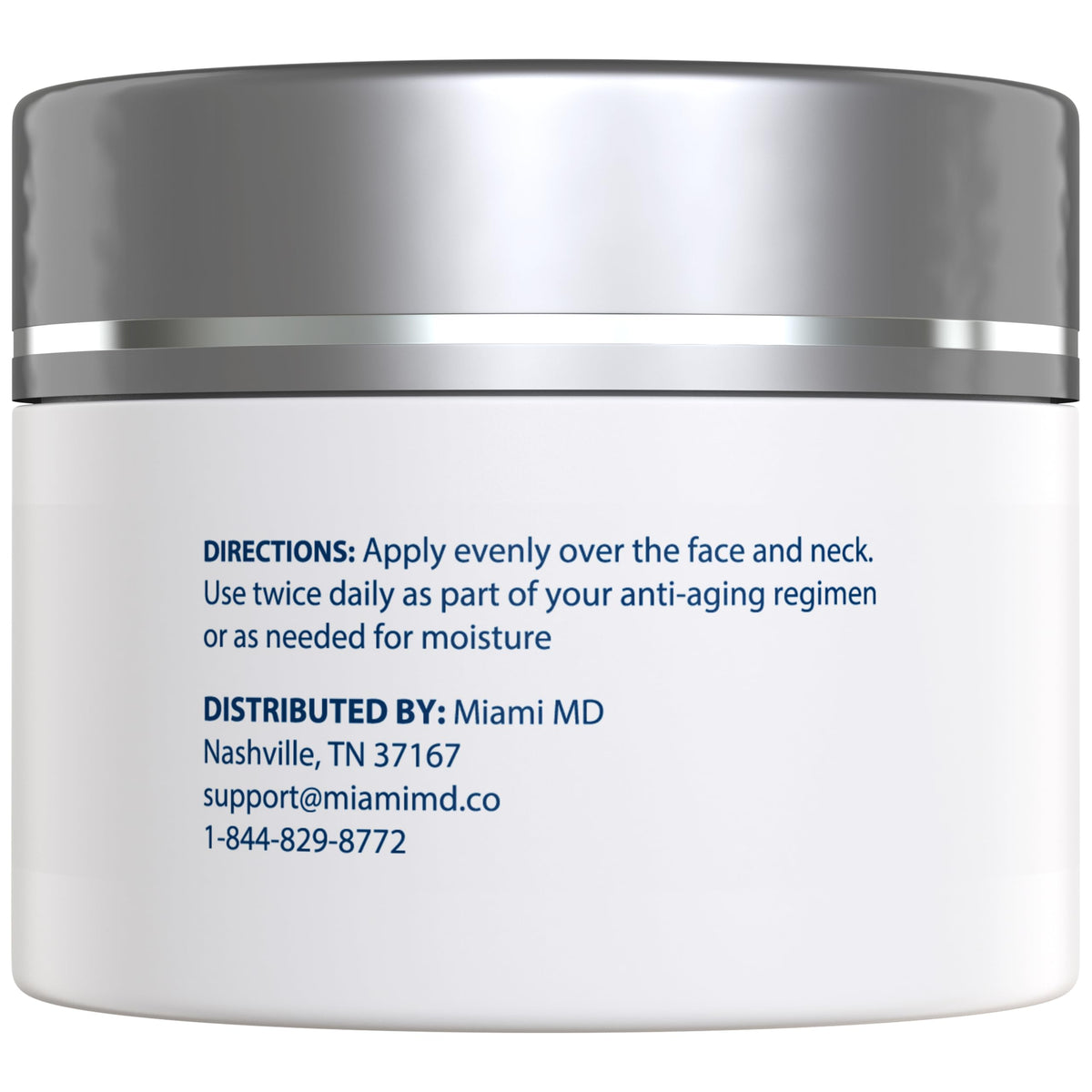 MiamiMD Age-Defying cream jar flat lay suggests smooth absorption for firming feel.