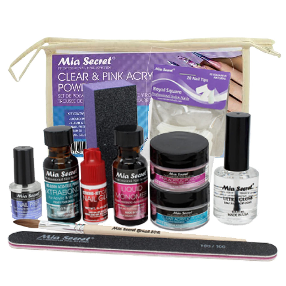 Mia Secret pink acrylic powder for beginners offering natural-looking nails