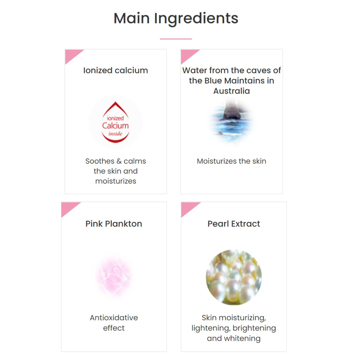 MIBA Ionized Calcium Foundation highlights patented calcium mineral water for a hydrating feel.