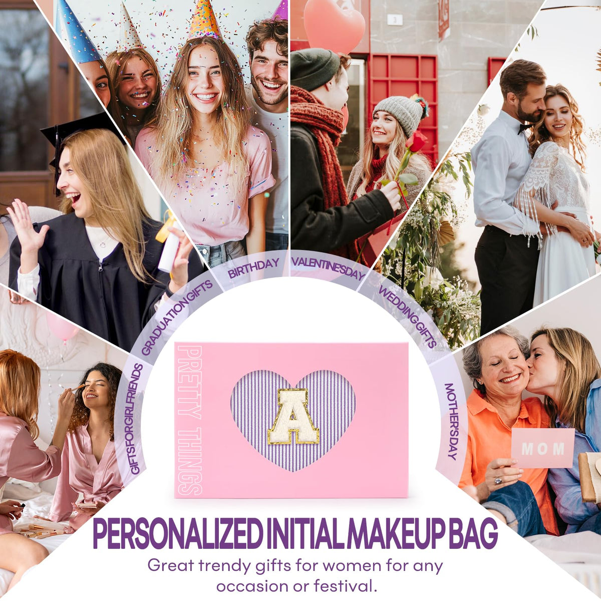 Mibasies initial makeup bag purple personalized lettering adds charm.