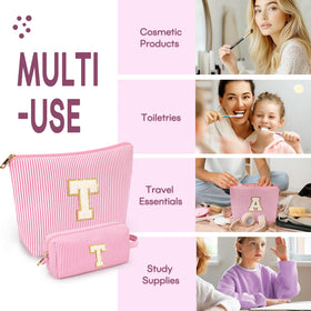 Makeup bag with alphabet letters for personalized style