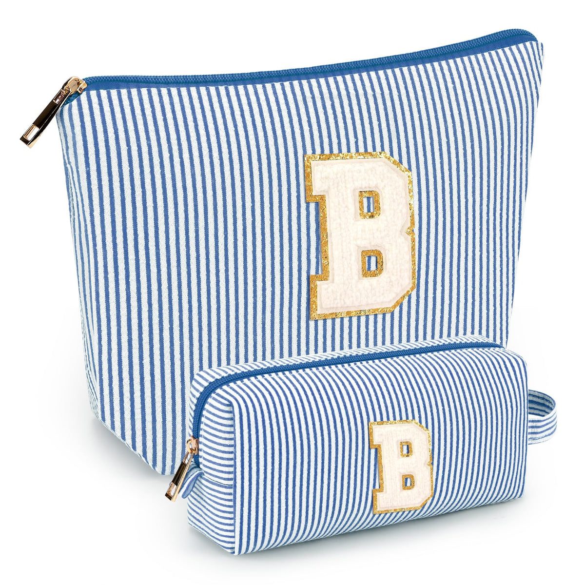 Mibasies two-pcs initial makeup bags front view, compact and portable travel companion.