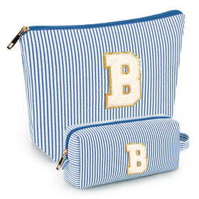 Mibasies two-pcs initial makeup bags front view, compact and portable travel companion.