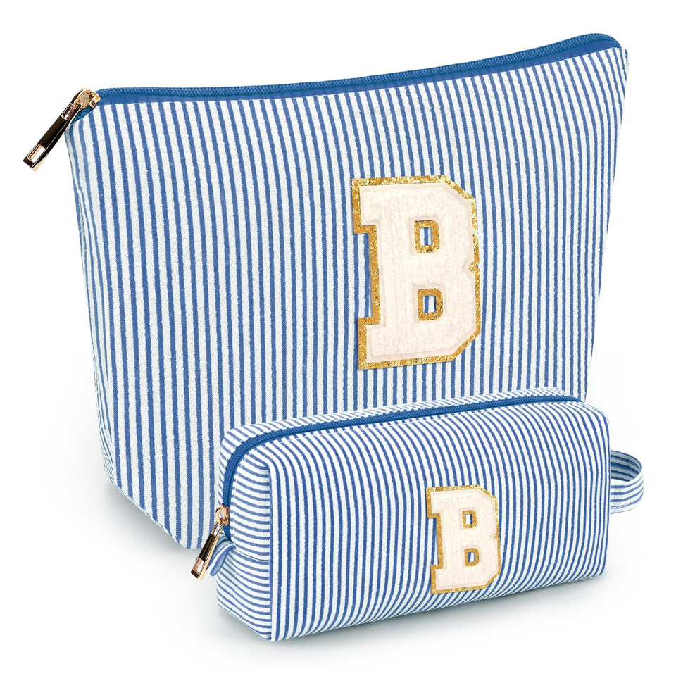 Mibasies two-pcs initial makeup bags front view, compact and portable travel companion.