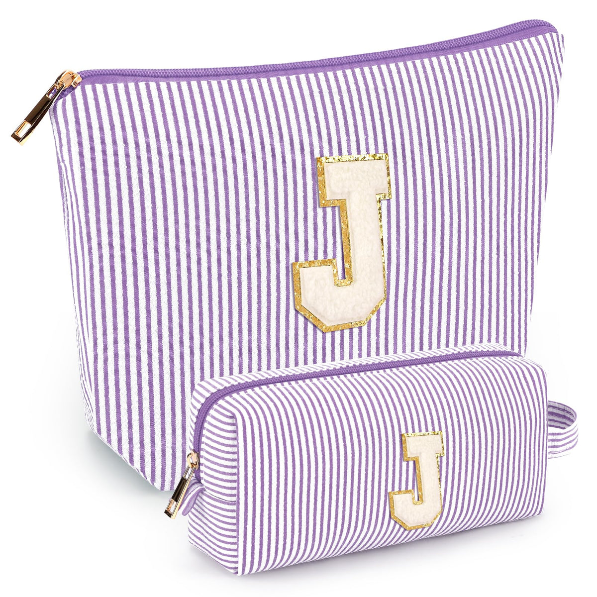 Mibasies two piece initial makeup bag in purple for tidy makeup on the go