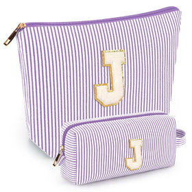 Mibasies two piece initial makeup bag in purple for tidy makeup on the go