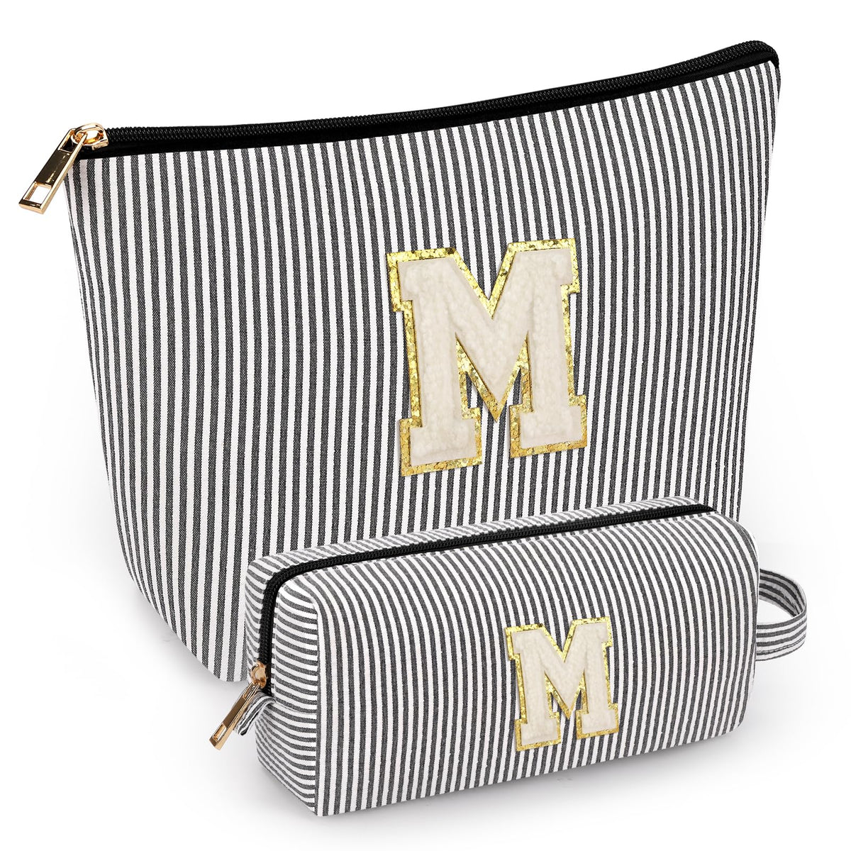 Mibasies two-piece initial makeup bags pair for gifting and organization.