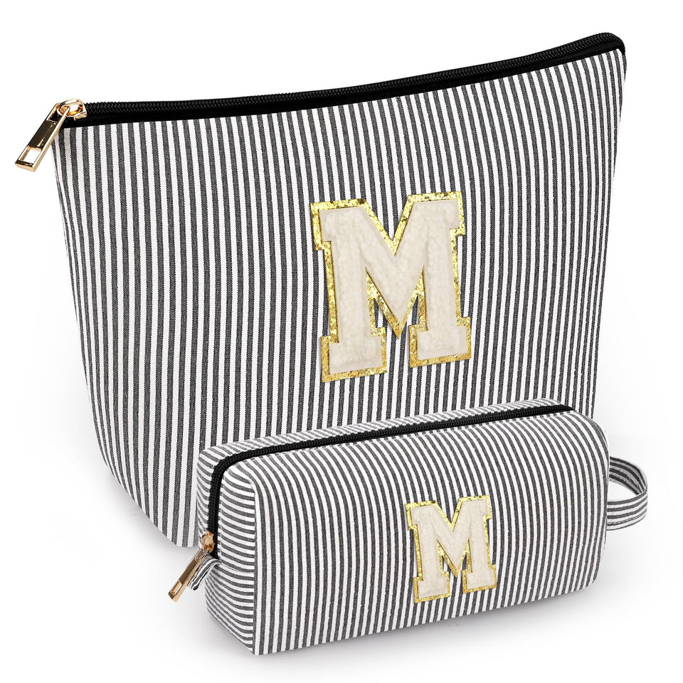Mibasies two-piece initial makeup bags pair for gifting and organization.