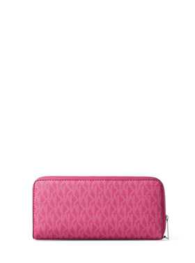 Michael Kors Jet Set Travel Continental colorway raspberry on black, offering bold style for day-to-night use.