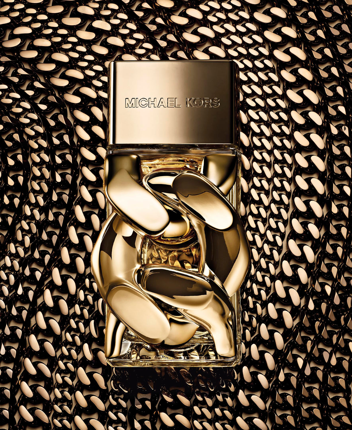 Michael Kors Pour Femme flacon tilted for premium display and shelf appeal.
