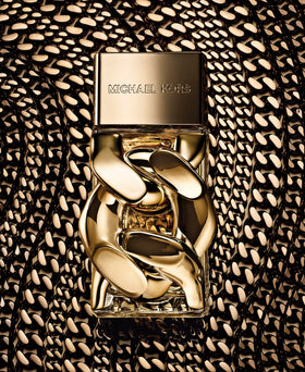 Michael Kors Pour Femme flacon tilted for premium display and shelf appeal.