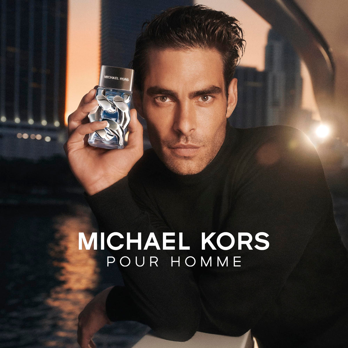 Michael Kors Pour Homme closeup of the atomizer and premium finish.