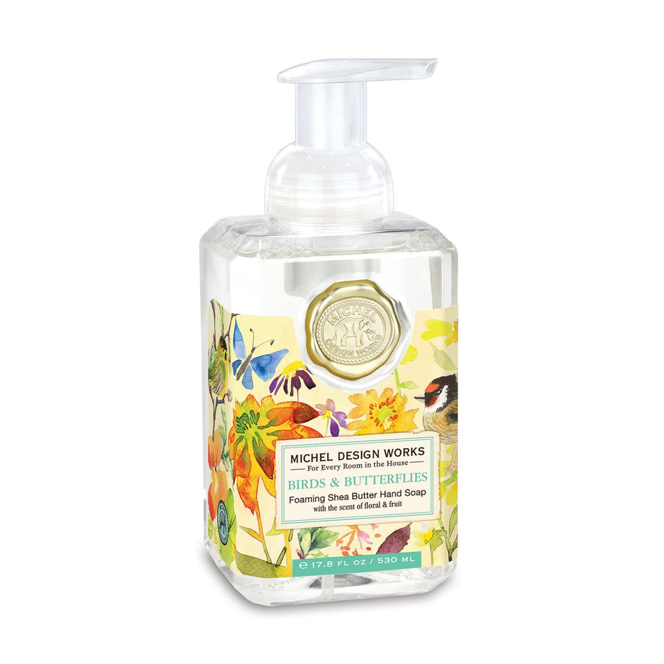 Michel Design Works Birds & Butterflies foaming hand soap pump for elegant daily cleansing