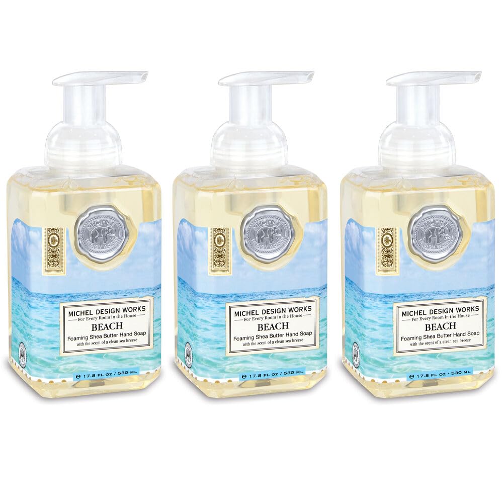 Michel Design Works foaming hand soap Beach lifestyle scene suggests gifting and cozy routines