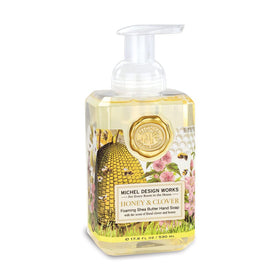 Michel Design Works Honey & Clover foaming soap pump for daily use.