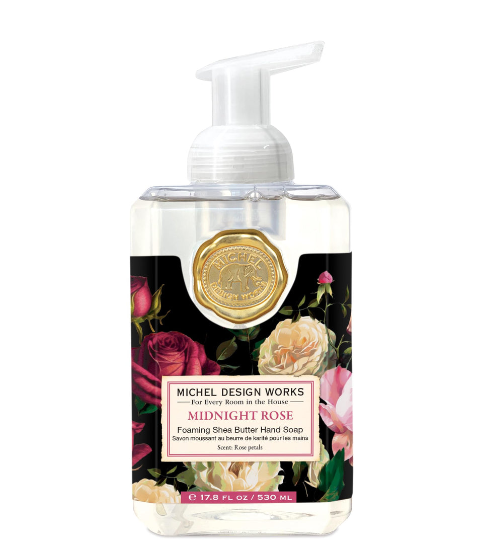 Michel Design Works Midnight Rose bottle adds elegant sink decor