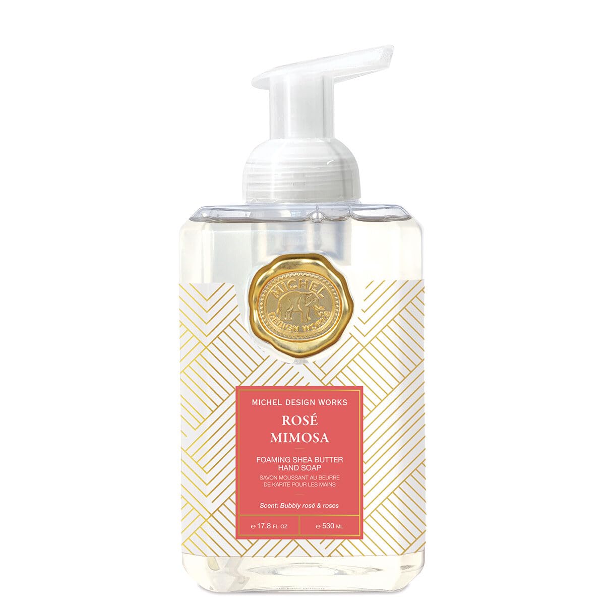 Michel Design Works Rose Mimosa foaming soap bottle with pump for elegant hand cleansing